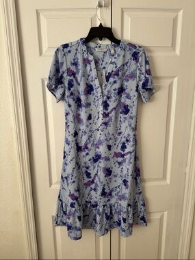 Isaac Mizrahi Light Blue Floral Short Dress small